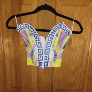 AKIRA Multicolor Geometric Crop Top
